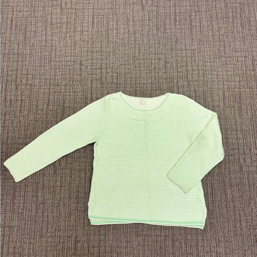 J. Crew Mint and White Textured Knit Sweater
